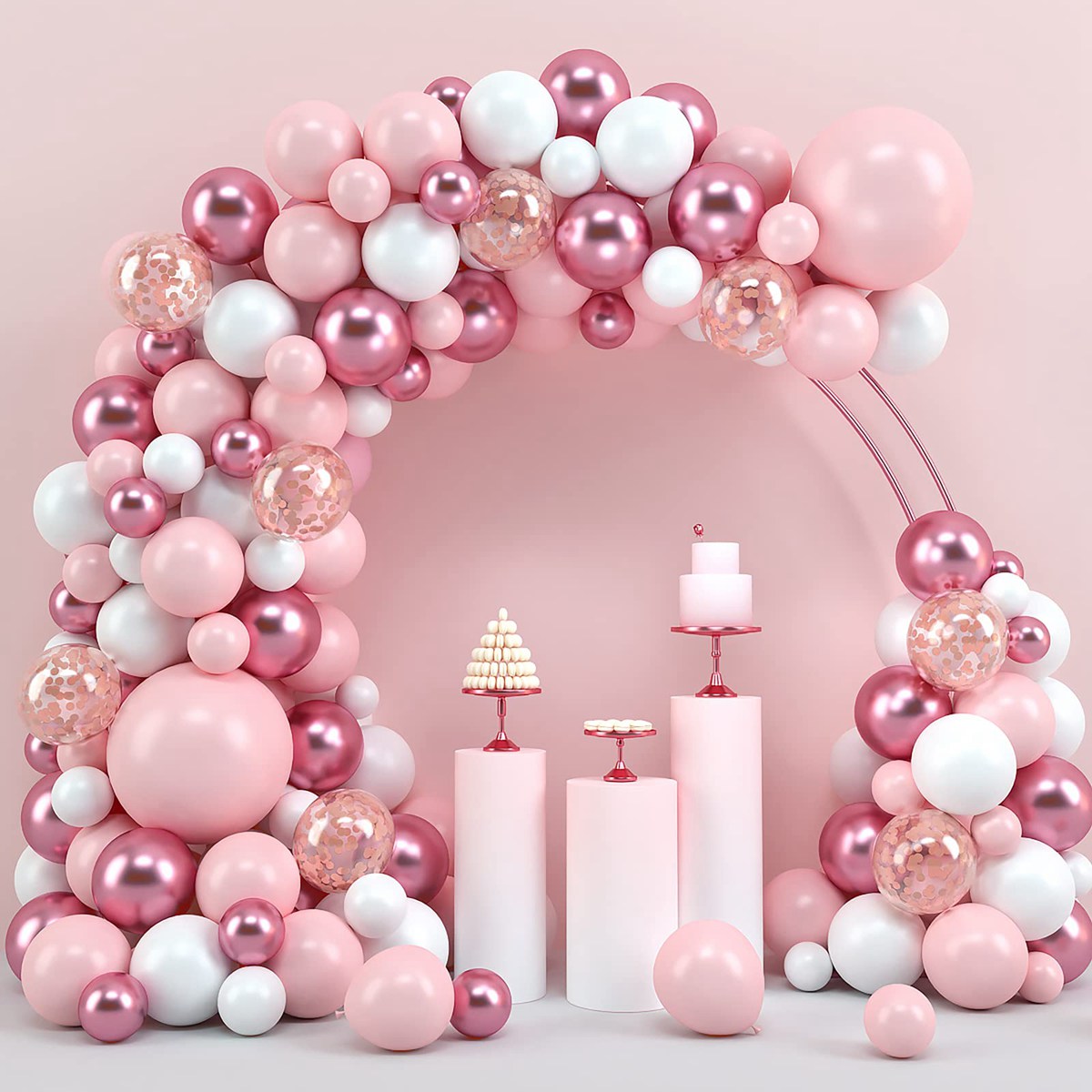 Wedding Day Supply Kit - Rosa Macaron Luftballons Girlande Bogen Kit