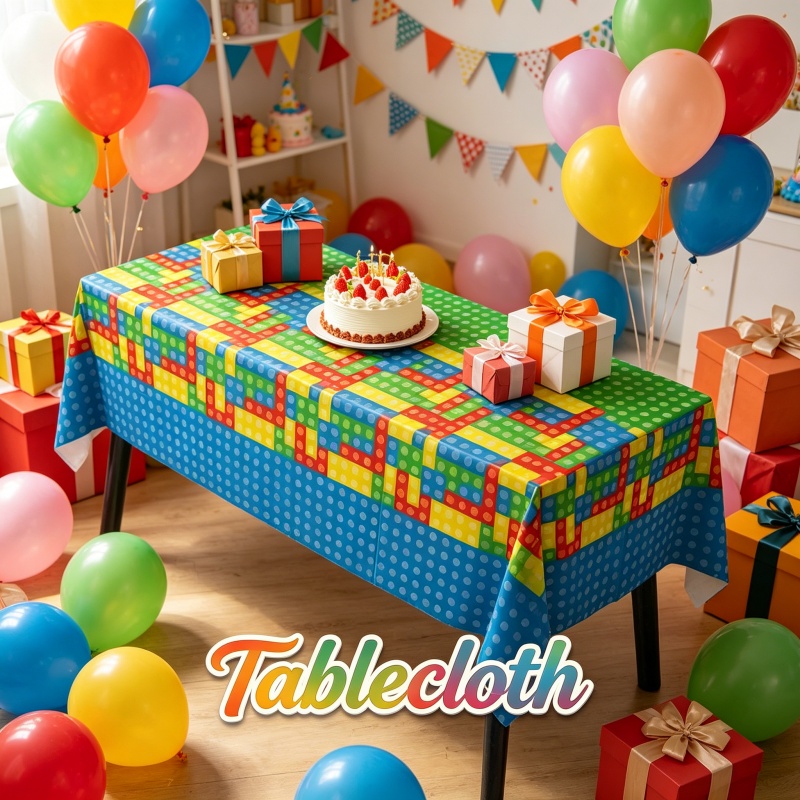 Wedding Day Supply Kit - Tischdecke im Baustein-Stil, stilvolle Cartoon-Figuren, Geburtstagsparty,
